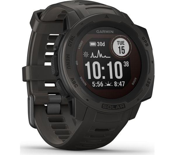 Garmin Instinct Solar 45mm GPS HRM Bluetooth Fitness Graphite Smartwatch B