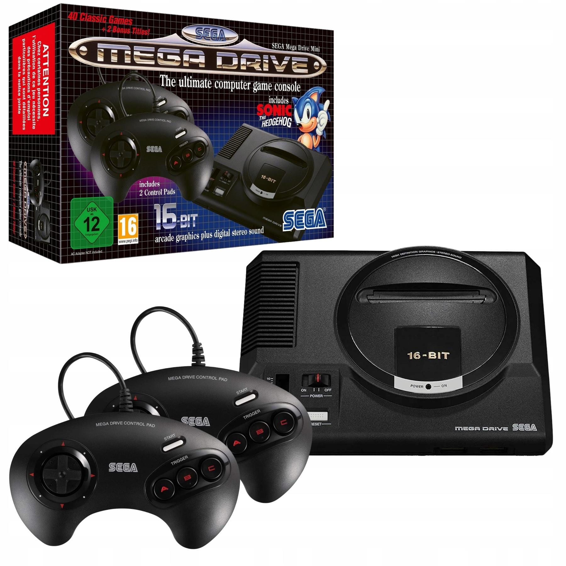 Sega Mega Drive Mini Black Vintage Retro Video Games Console MK-16010 A