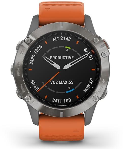 Garmin Fenix 6X Pro Solar 51mm GPS HRM Bluetooth Titanium Carbon Smartwatch