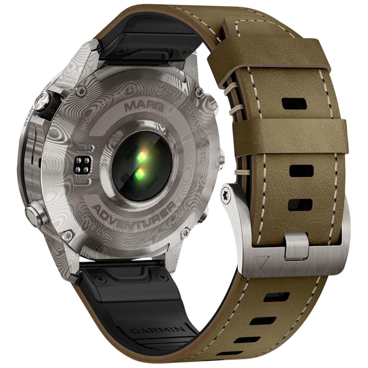 Garmin MARQ Adventurer Gen 2 Damascus Steel 46mm GPS HRM Leather Smartwatch