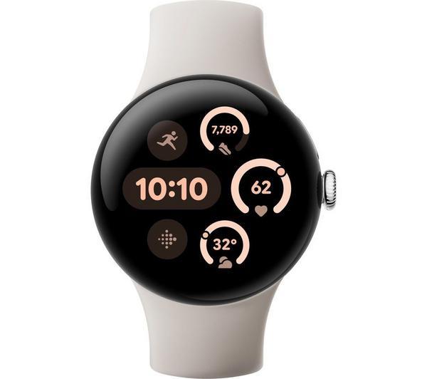 Google Pixel Watch 3 45mm GPS HRM Bluetooth Fitness Running Silver Smartwatch B