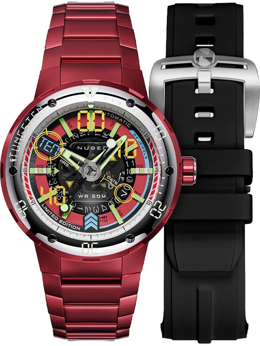 Nubeo Watch NB-6090-55 Red Men's Watch Mariner 9 Automatic Limited Edition