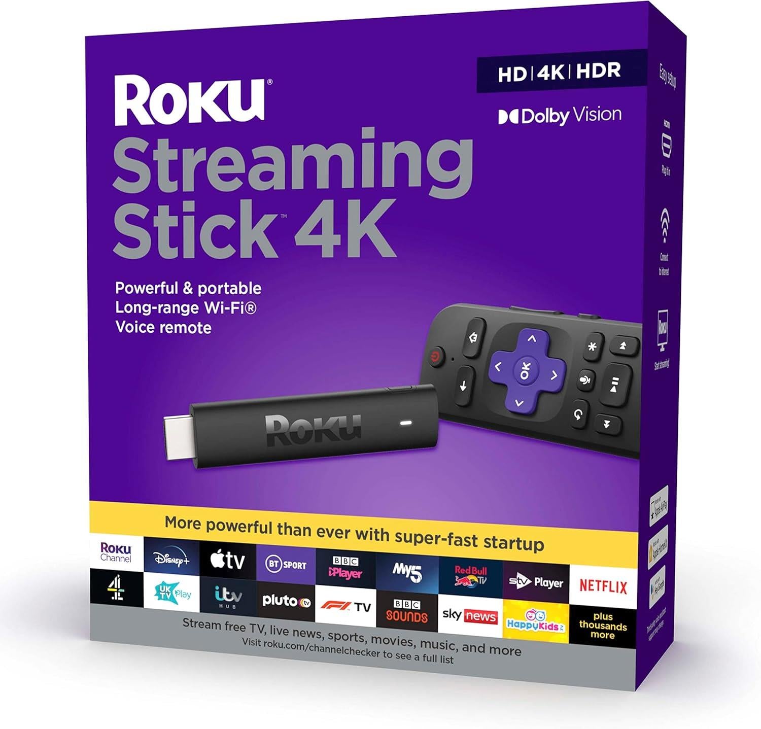 Roku Streaming Stick 4K Black Media Streamer 3820X2 A