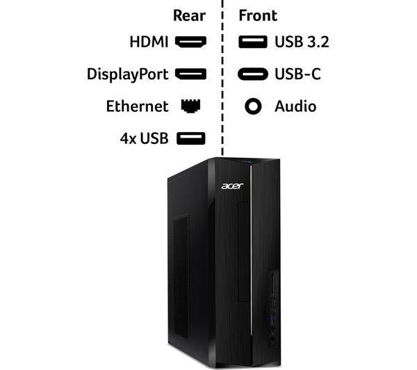 Acer Aspire XC-1710 Intel N100 256GB 8GB Windows 11 SFF Black Desktop Computer A
