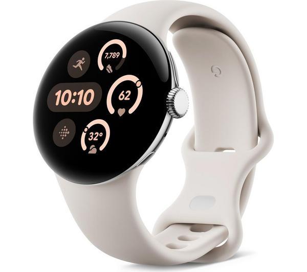 Google Pixel Watch 3 45mm GPS HRM Bluetooth Fitness Running Silver Smartwatch B