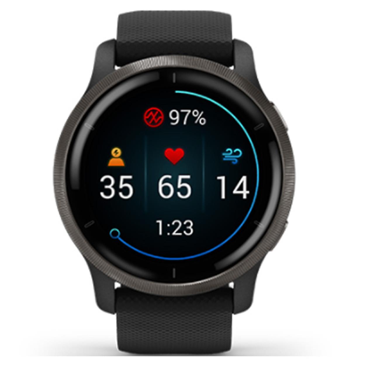 Garmin Venu 2 45mm Black GPS HRM Bluetooth Fitness Tracking Smartwatch A