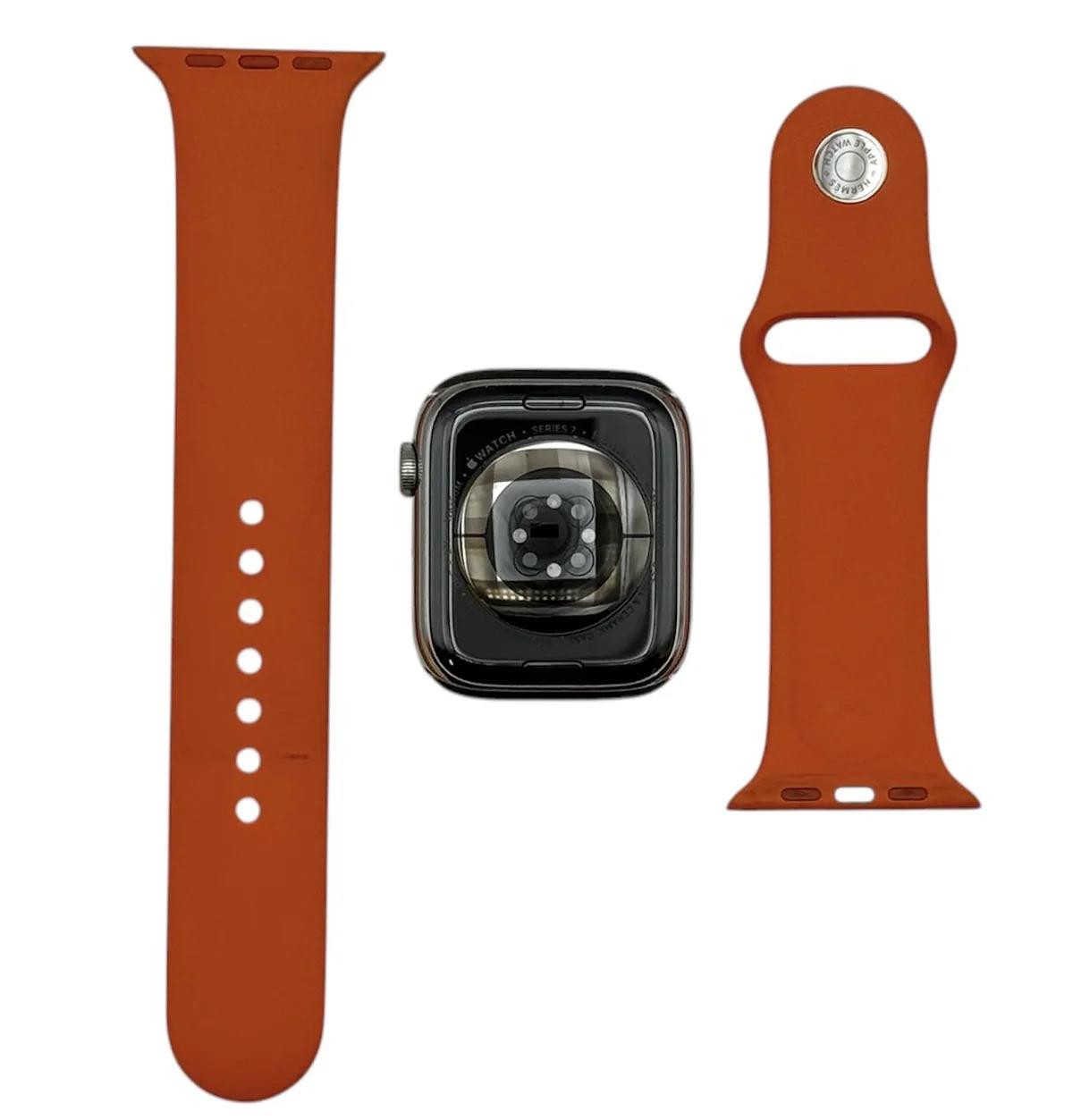 Apple Watch Series 7 Hermes Edition 45mm Silver Cellular Smartwatch Orange Band