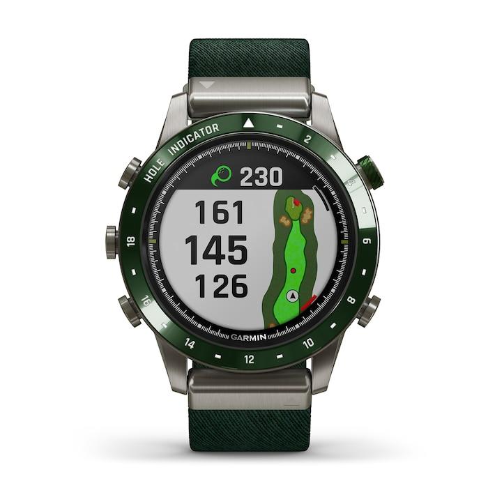 Garmin MARQ Golfer 46mm Silver Pine Green Titanium Bluetooth Golf Smartwatch B