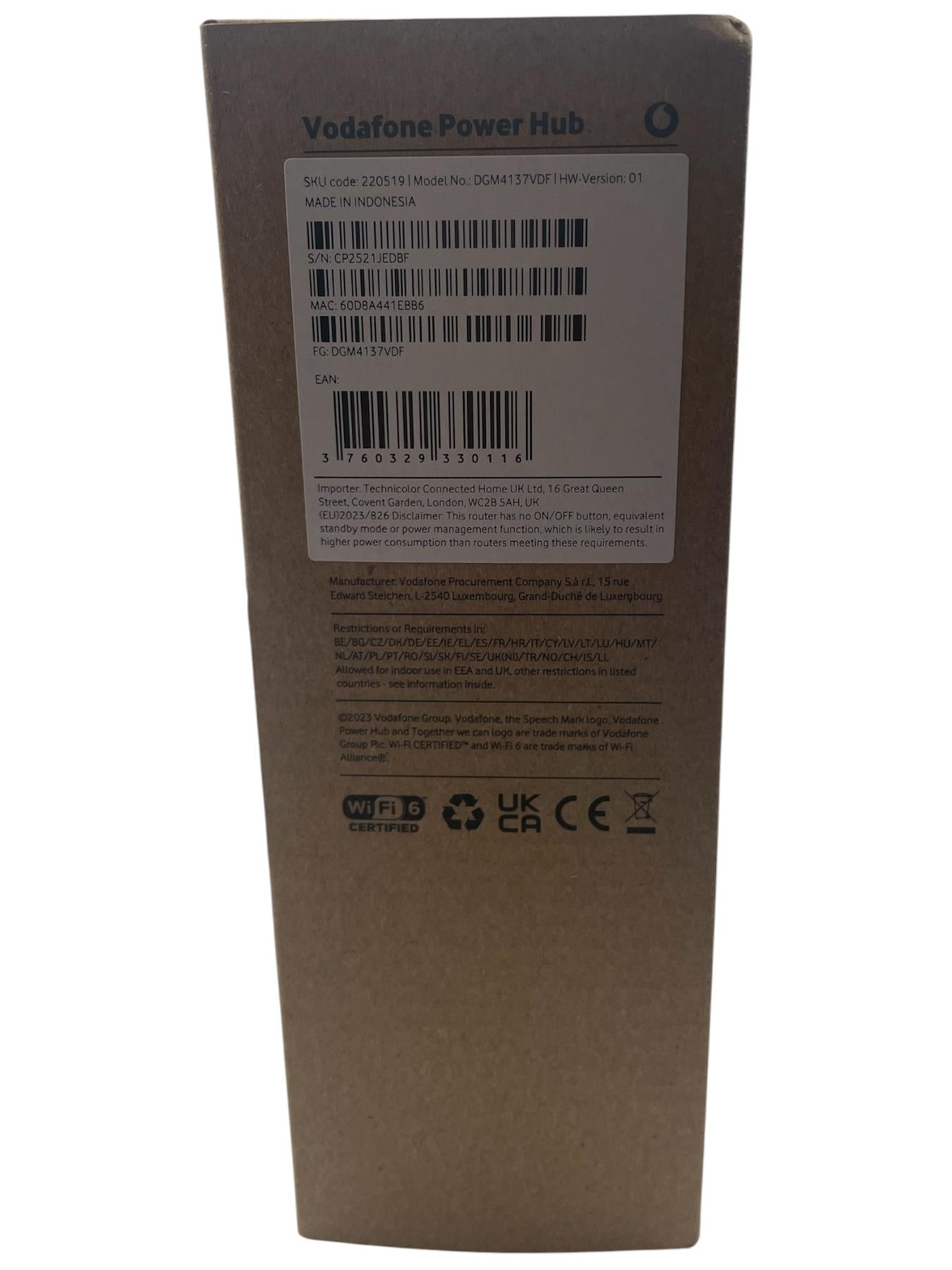 Vodafone Power Hub Wi-Fi 6 Fiber LAN Broadband DSL USB WAN White Router