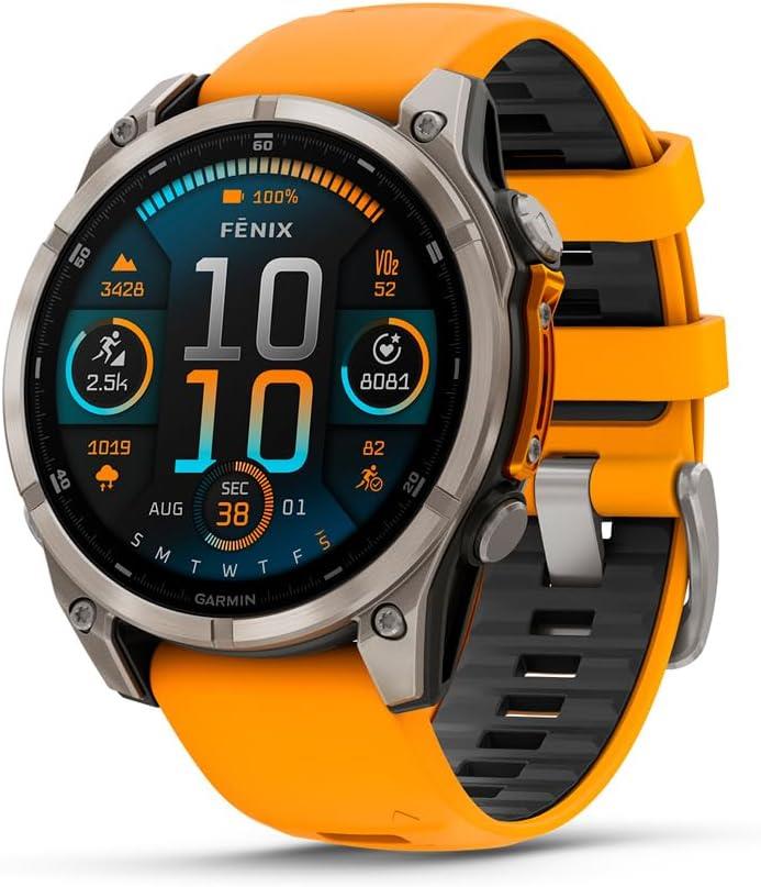 Garmin Fenix 8 AMOLED 51mm GPS HRM Bluetooth Fitness Titanium Orange Smartwatch
