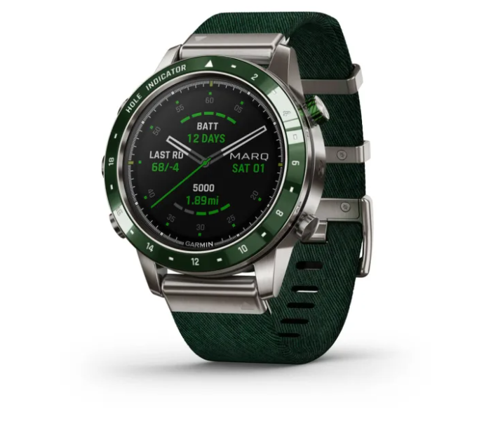 Garmin MARQ Golfer 46mm Silver Pine Green Titanium Bluetooth Golf Smartwatch B
