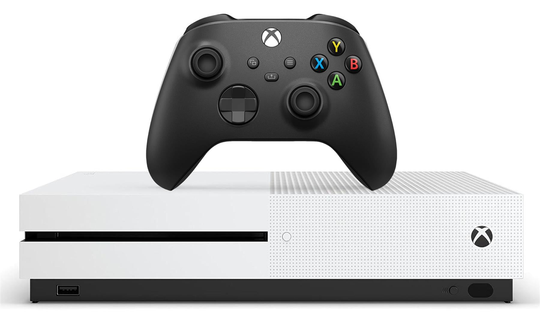 Microsoft Xbox One S 500GB White Gaming Console + Black Wireless Controller C2