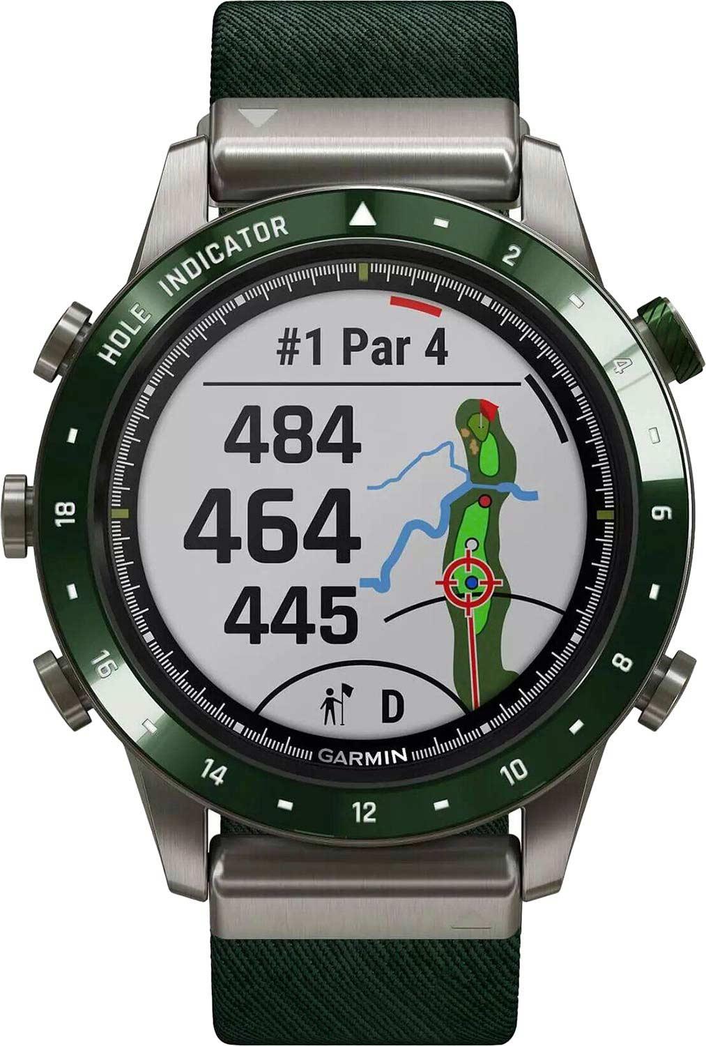 Garmin MARQ Golfer 46mm Silver Pine Green Titanium Bluetooth Golf Smartwatch B